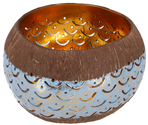 Exotic coconut tealight - Model 5 blue - 9x14x14 cm  14 cm