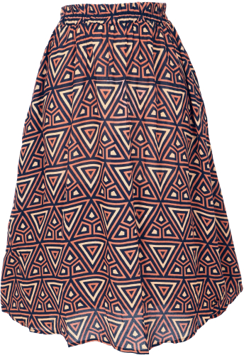 Airy knee-length skirt, boho summer skirt - brown/black
