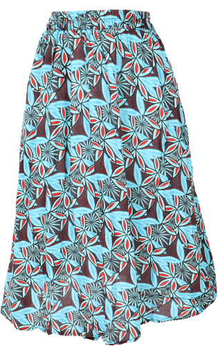 Airy knee-length skirt, boho summer skirt - blue