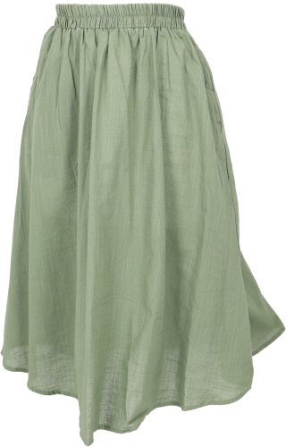 Airy knee-length skirt, boho summer skirt - light olive green