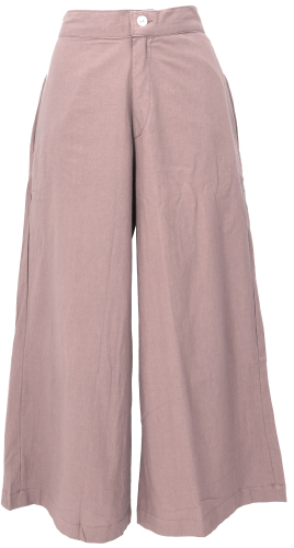 Boho cotton pants with high waistband, comfortable 7/8 Marlene pants - dusky pink