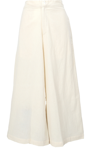 Boho cotton pants with high waistband, comfortable 7/8 Marlene pants - natural white