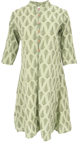 Boho tunic, tunic dress with handmade print - olive