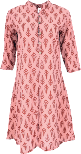 Boho tunic, tunic dress with handmade print - antique pink