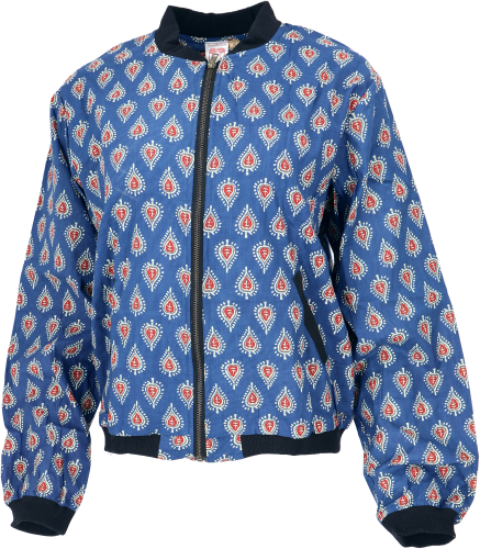 Boho style cotton bomber jacket - blue