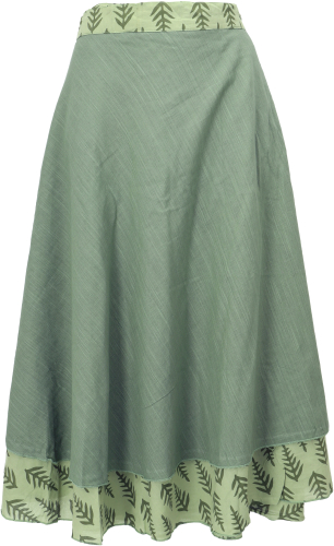 Boho reversible wrap skirt, 7/8 layer skirt, summer skirt, cotton skirt - green