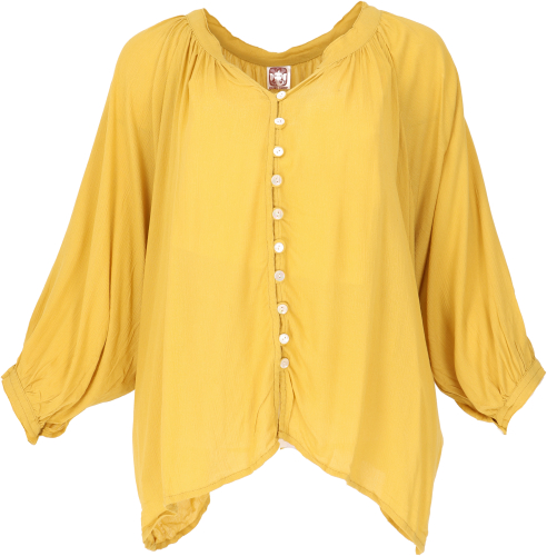 Airy boho blouse, oversize shirt blouse, maxi blouse - mustard yellow