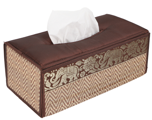 Cosmetic tissue/napkin box made of rattan Napkin Holder, tissue box - brown - 10x25x13 cm 