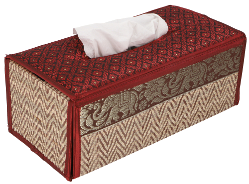Kosmetiktcher / Servietten Box aus Rattan Napkin Holder, Taschentuchbox - bordeaux - 10x25x13 cm 