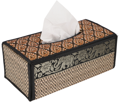 Cosmetic tissue/napkin box made of rattan Napkin Holder, tissue box - black - 10x25x13 cm 