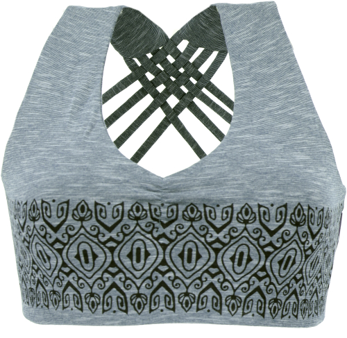 Bikini top, bra top, printed yoga top made from organic cotton - aqua