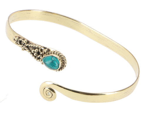 Bangle, bangle brass, boho bangles - Model 1/turquoise 6 cm