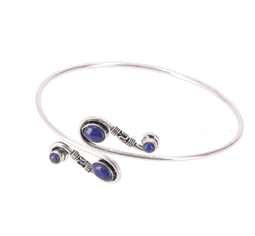 Indian upper arm bangle brass, ankle bracelet, boho bangle - Model 1/lapis lazuli/silver 9 cm