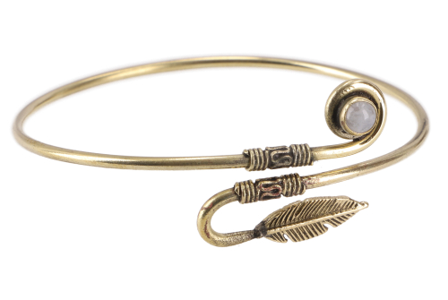 Indian upper arm bangle brass, ankle bracelet, boho bangle - Model 3/moonstone/gold 7 cm
