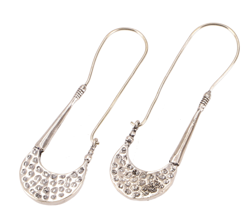Tribal earrings made of brass, boho ethnic earrings, goa jewelry - Model 1/silver - 6x2 cm