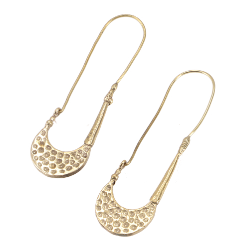 Tribal earrings made of brass, boho ethnic earrings, goa jewelry - Model 1/gold - 6x2 cm