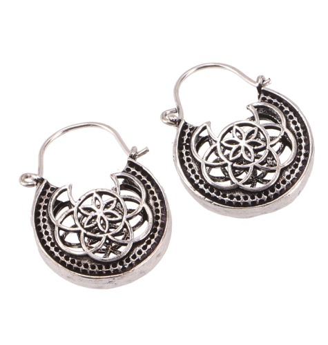 Tribal earrings made of brass, boho ethnic earrings, goa jewelry - Model 5/silver - 3,5x2 cm