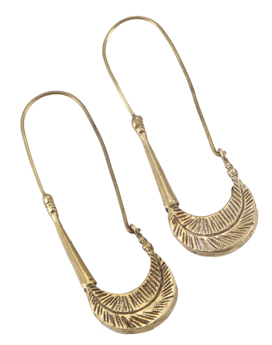 Tribal earrings made of brass, boho ethnic earrings, goa jewelry - Model 6/gold - 6x2 cm