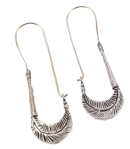 Tribal earrings made of brass, boho ethnic earrings, goa jewelry - Model 6/silver - 6x2 cm