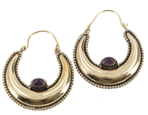 Tribal earrings made of brass, boho ethnic earrings, goa jewelry - Model 10/gold - 5 cm 4 cm