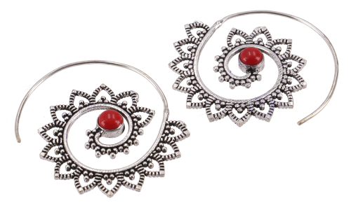 Tribal earrings made of brass, ethnic earrings, goa jewelry, brass spiral - Model 11/silver 4 cm