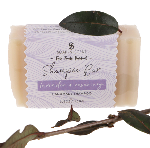 Shampoo Bar, festes Shampoo 100 g, Fair Trade - Lavendel & Rosemarin - 2,5x8,5x5 cm 
