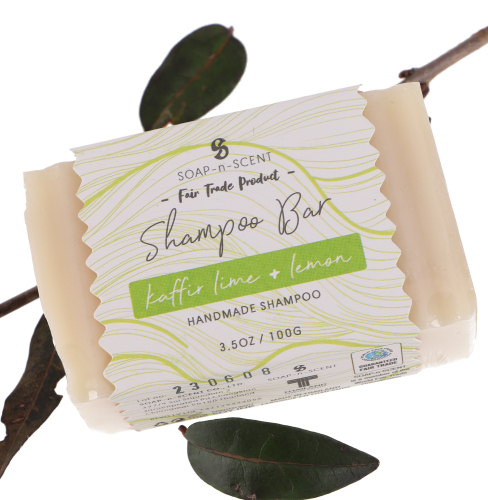 Shampoo Bar, solid shampoo 100 g, Fair Trade - Kaffir Lime Lemon - 2,5x8,5x5 cm 
