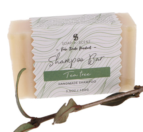 Shampoo Bar, solid shampoo 100 g, Fair Trade - Tea Tree - 2,5x8,5x5 cm 
