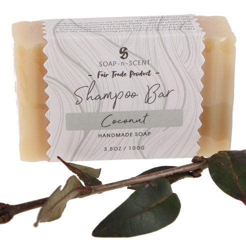 Shampoo Bar, solid shampoo 100 g, Fair Trade - coconut - 2,5x8,5x5 cm 