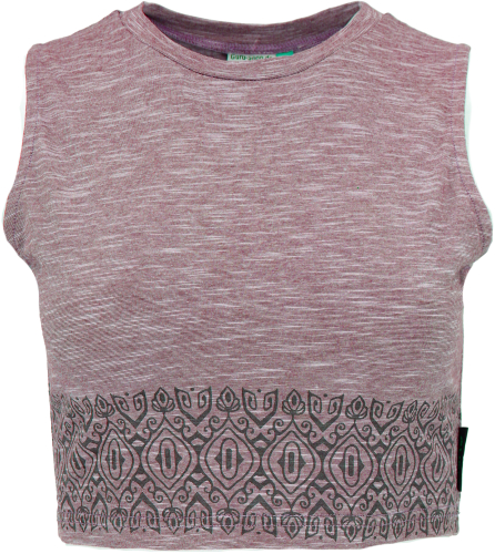 Short top, printed yoga top, yoga top made from organic cotton - cappuccino