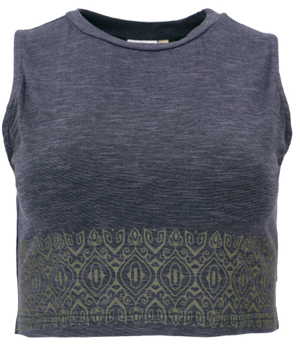 Short top, printed yoga top, yoga top made from organic cotton - anthracite