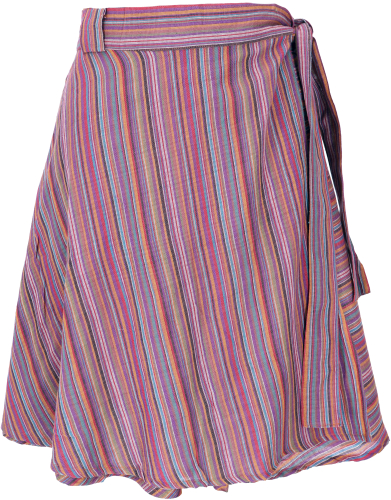 Lightweight striped wrap skirt, boho cotton summer skirt - lilac/colorful