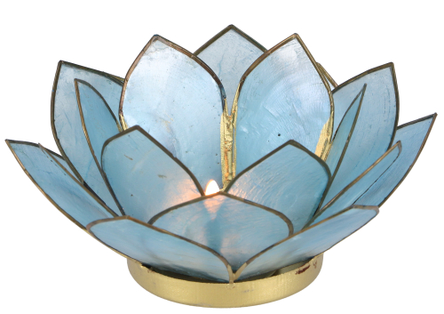 Lotus Teelicht Muschel 14*6 cm - himmelblau