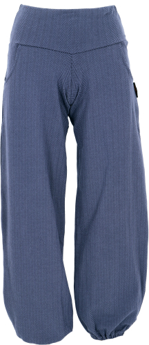 Organic cotton yoga pants, jacquard herringbone harem pants - gray-blue