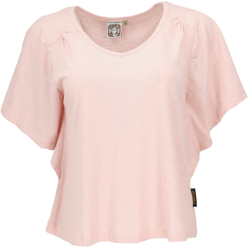 Yoga T-shirt made from organic cotton, loose basic T-shirt with wide sleeves - pink