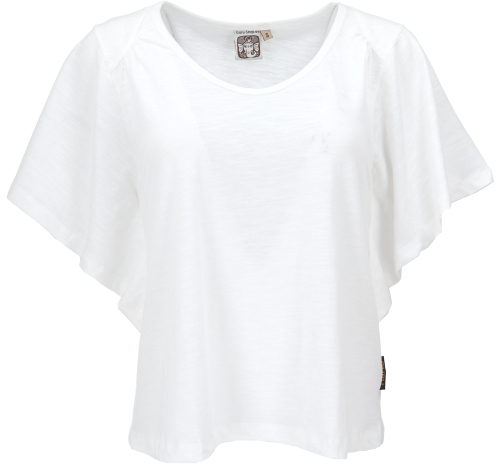 Yoga T-shirt made from organic cotton, loose basic T-shirt with wide sleeves - white