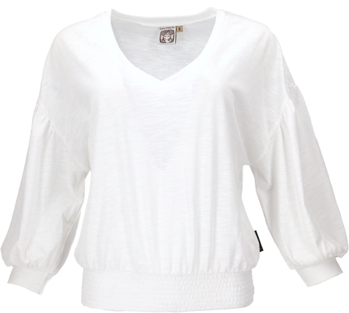Wide basic shirt made from organic cotton with powder sleeves - white