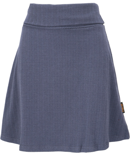 Organic cotton mini skirt, boho circle skirt, jacquard skirt with herringbone pattern - blue