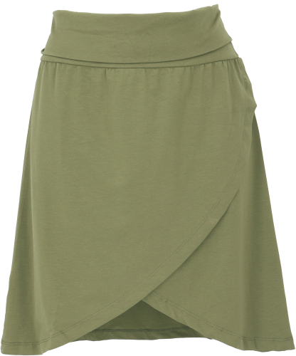 A-line skirt made of organic cotton, yoga skirt in wrap look, dance skirt - olive green