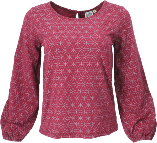 Organic cotton long sleeve shirt with powder sleeves - wine red