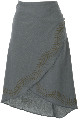 Psytrance Goa Pixi mini skirt, printed ethno wrap skirt - blue-grey
