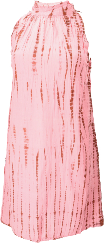Mini dress boho chic, airy wide high nude mini dress, batik dress - pink