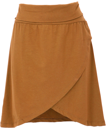 A-line skirt made of organic cotton, yoga skirt in wrap look, dance skirt - caramel
