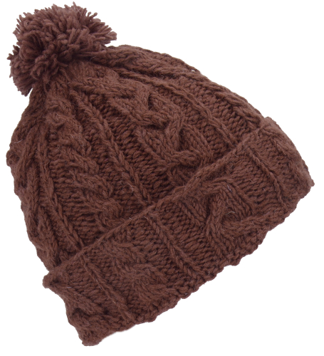 Beanie hat, bobble hat from Nepal, wool hat, virgin wool - nougat brown