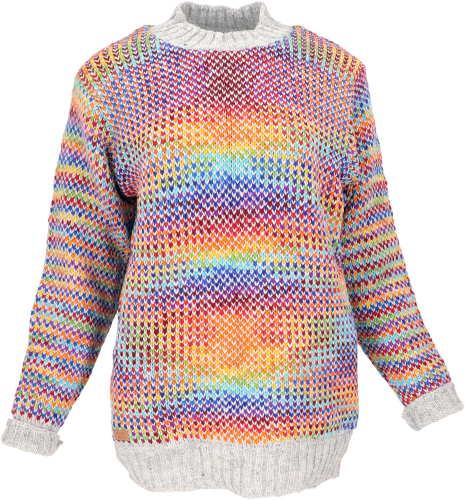 Thick unisex wool sweater, wool sweater made of virgin wool - rainbow/1