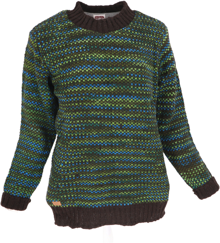 Thick unisex wool sweater, wool sweater made of virgin wool - green/blue