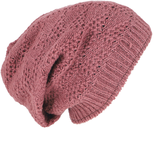 Hand-knitted wool hat, knitted hat made of virgin wool, winter hat - dusky pink