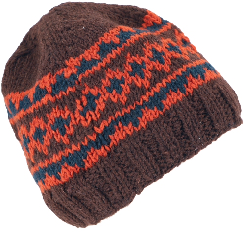 Wool hat with soft lining, new wool winter hat - brown/orange
