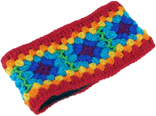 Colorful crochet headband made from virgin wool - rainbow - 10 cm 20 cm