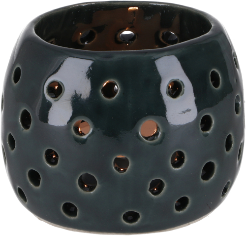 Small ceramic lantern - green - 6x7x7 cm 